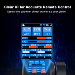 MEUS RACING ME-8B color display screen for quick channel checks.