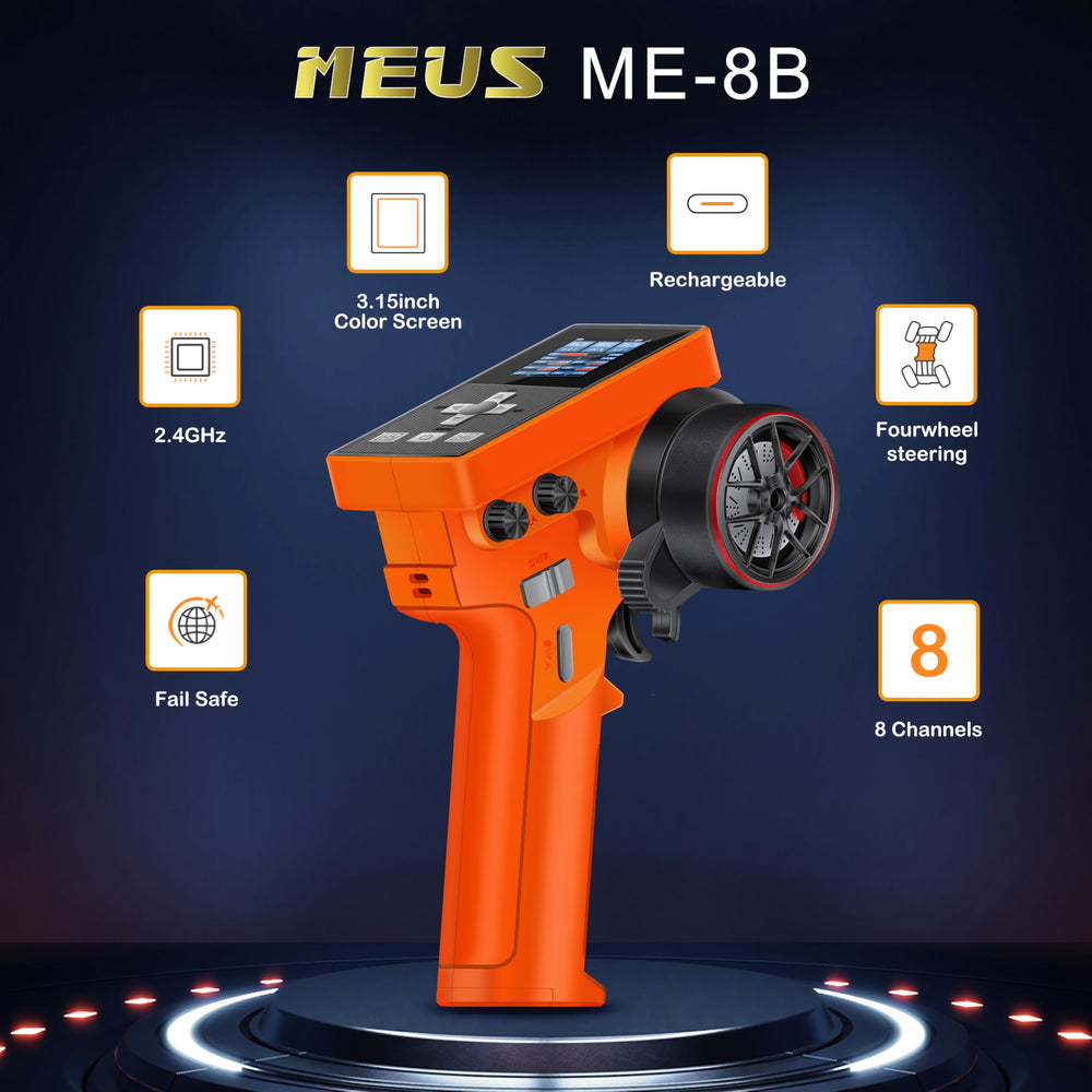 MEUS RACING ME-8B display UI showing real-time channel data for quick adjustments.