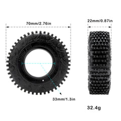 Meus Racing MS6 MPRO tires with sideway stripes for enhanced traction on rocks.