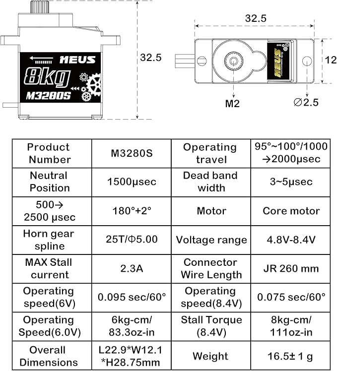 MEUS Racing SCX24 arm 25T, 5.0mm fits precisely for torque control.