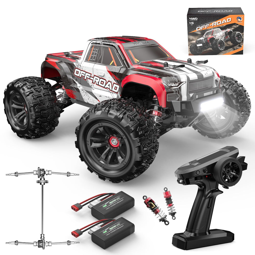 MEW4 1/16-scale 4x4 offroad truck side view demonstrates rugged build for beginners.