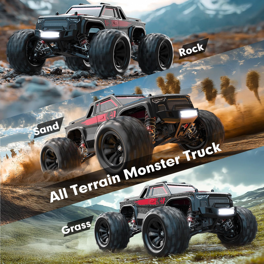 MEW4 brushless RC car rear action captures dynamic tires and suspension