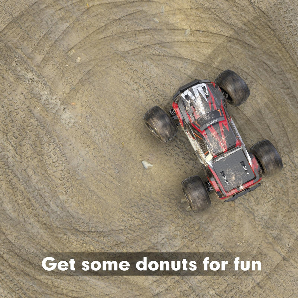 MEW4 RC truck top view emphasizes compact size for portable fun anywhere.