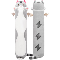 Mewaii 20-inch long cat plush front view highlights soft fabric and size.