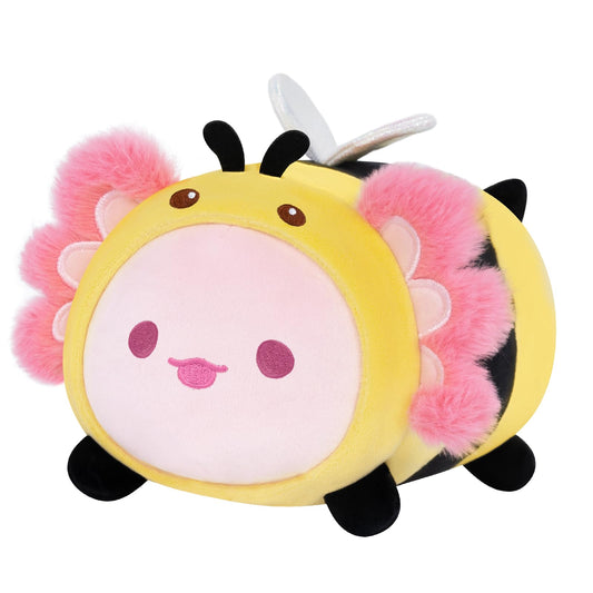 Mewaii axolotl bee plush front view for cozy cuddling and playful charm.
