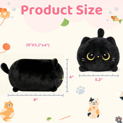 Mewaii black cat plush 8-inch size ideal for desks or beds.