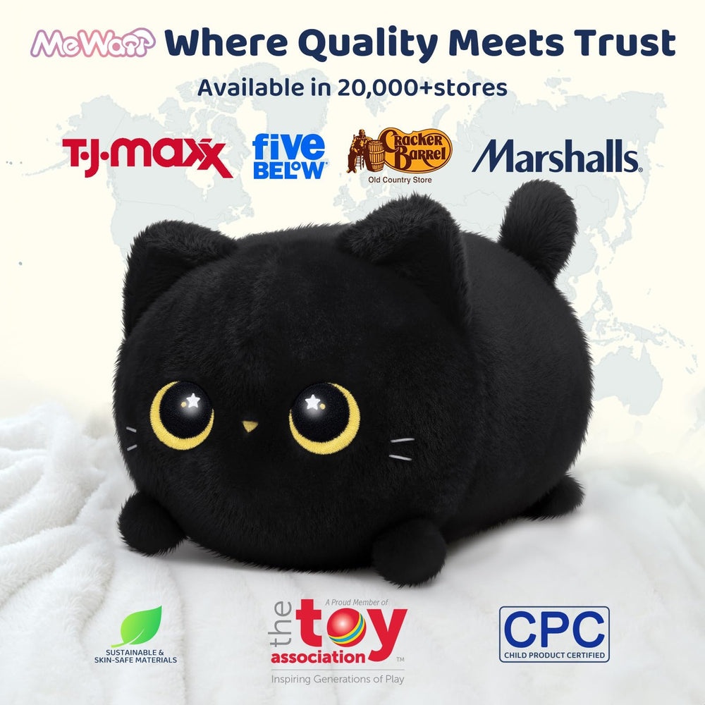 Mewaii black cat plush makes a charming gift idea for all ages.