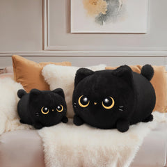 Mewaii black cat plush stitching detail highlights quality.