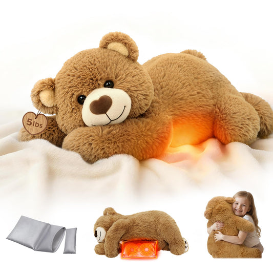 Mewaii brown bear weighted plush with 5lb heft offers a comforting hug during chilly evenings.