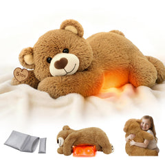 Mewaii brown bear weighted plush with 5lb heft offers a comforting hug during chilly evenings.