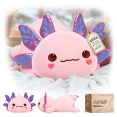 Mewaii cute axolotl plush pillow close-up for 13-inch cuddle comfort