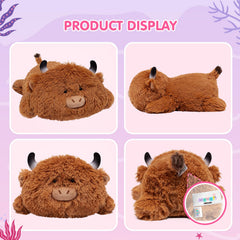 Mewaii Highland Cow plush in child's bedroom, comforting decor
