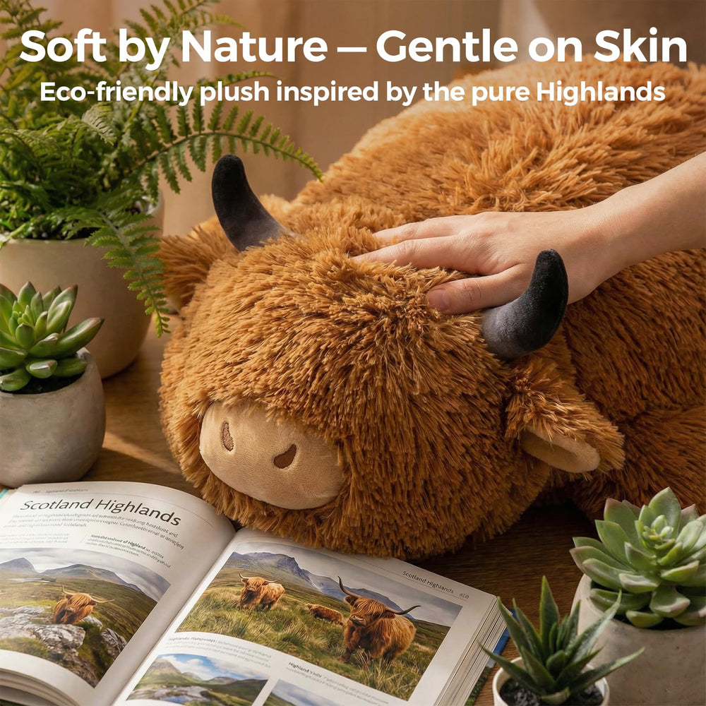 Mewaii Highland Cow weighted plush is machine washable for easy care.