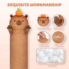 Mewaii long capybara plush 90cm, perfect cuddle buddy for family movie nights.