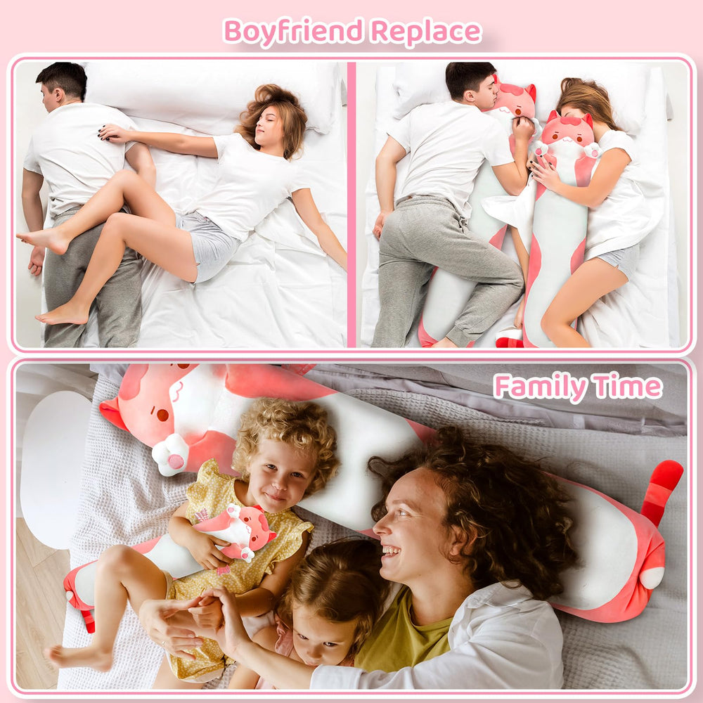 Mewaii Long Cat Plush 70cm side view demonstrates plush, elastic fabric.