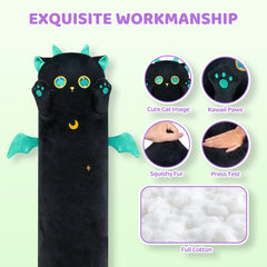 Mewaii Long Cat Plush 90cm size ideal for lounging and comfort.