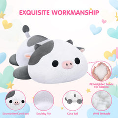 Mewaii Weighted Cow Plush dimensions show 23 x 11.8 x 6.7 inches