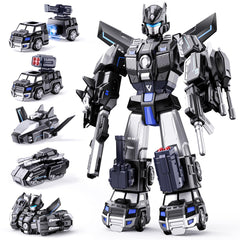 MEWOCHEE 5-in-1 police trucks magnetic transform for imaginative play and easy assembly.