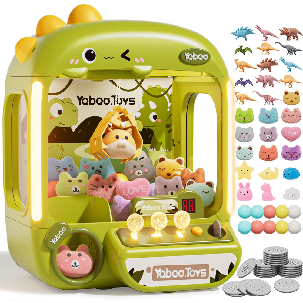 MEWOCHEE dinosaur claw machine front view with arcade-style play for kids.