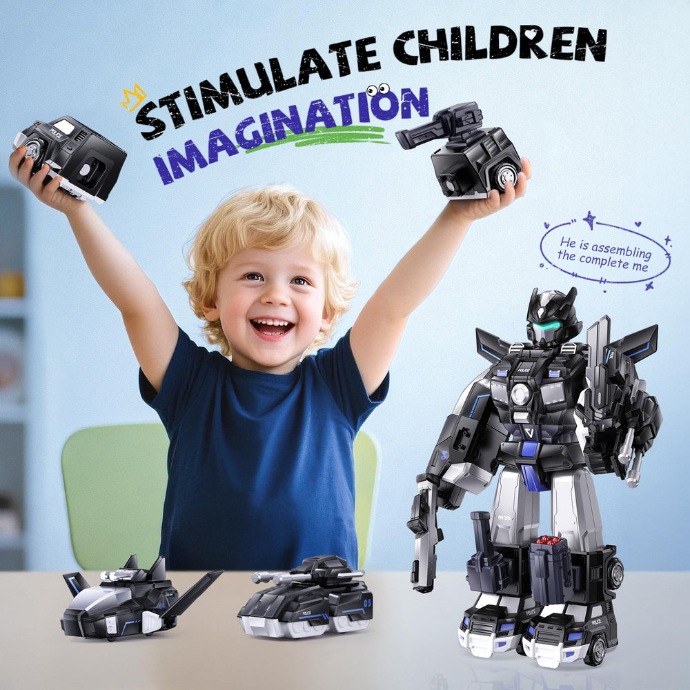 MEWOCHEE transforming robot-trucks set inspires creative building and role play.