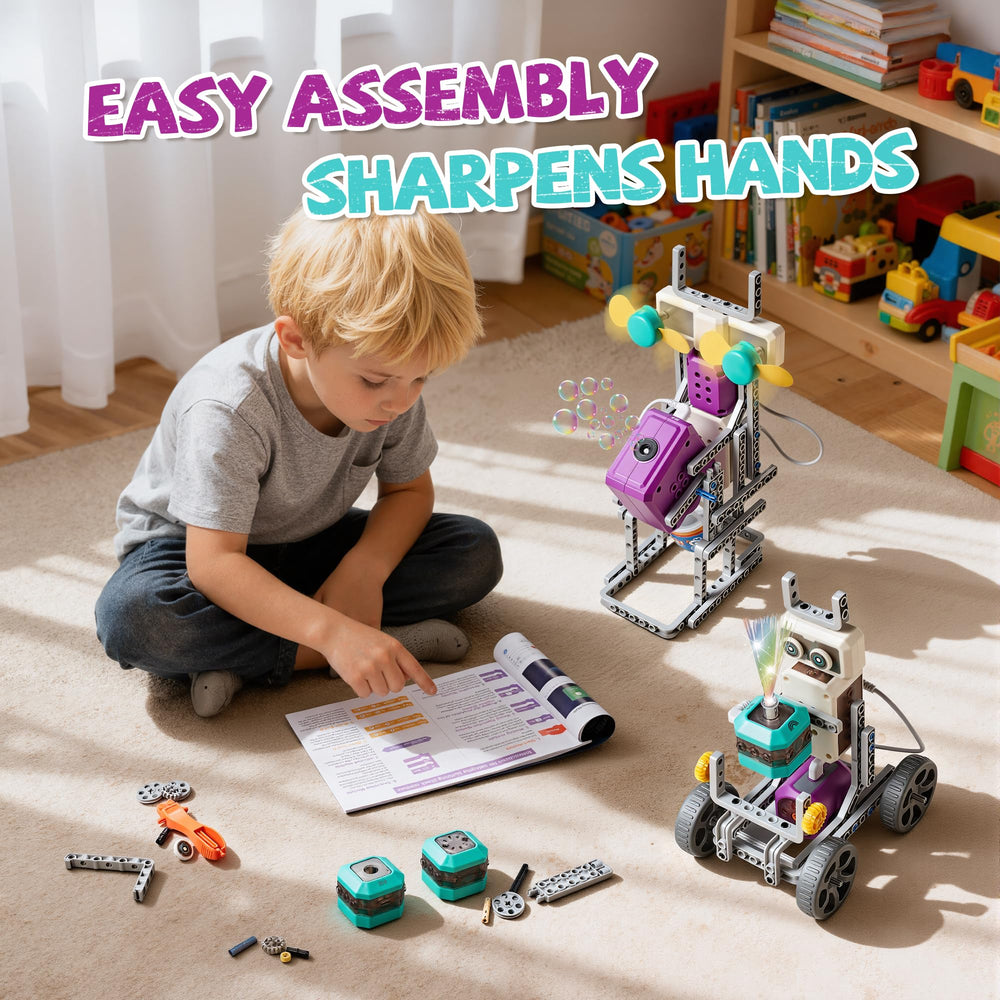 MEWOCHEE walking robot assembly scene invites hands on building and problem solving.