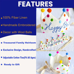 Meygajoe Confetti Dots Birthday Crown wool ball topper adds playful charm