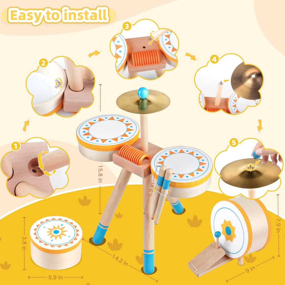 Meytccve drum set on Montessori mat supports focused learning.