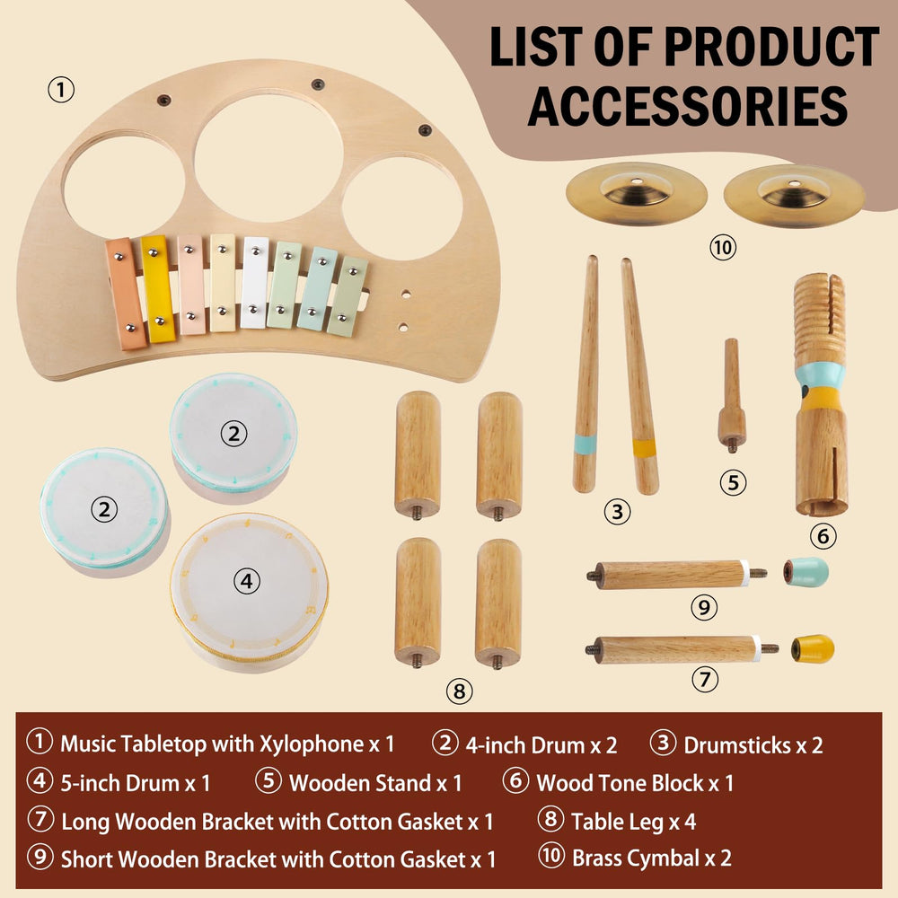 Meytccve Drumset Xylophone included, engaging kids in multi instrument play.