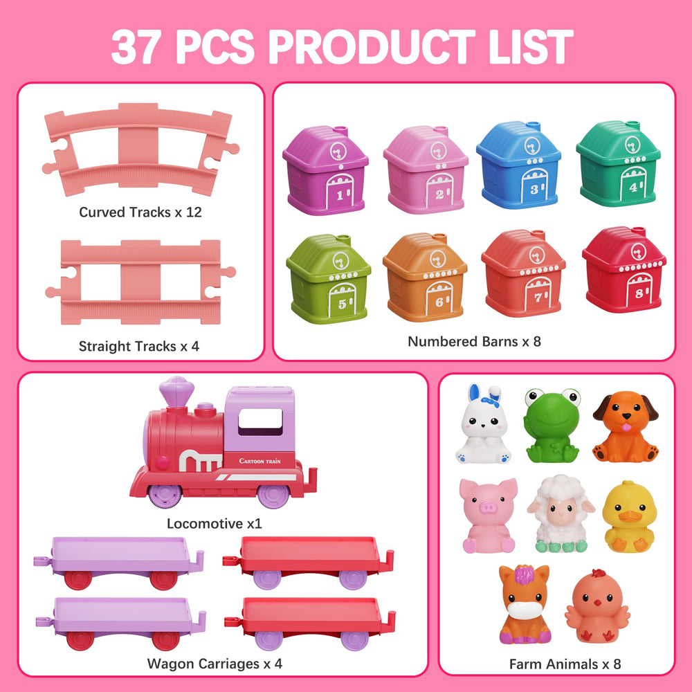 Meytccve train set toy roof open feature for loading mini figures, boosting imaginative play.