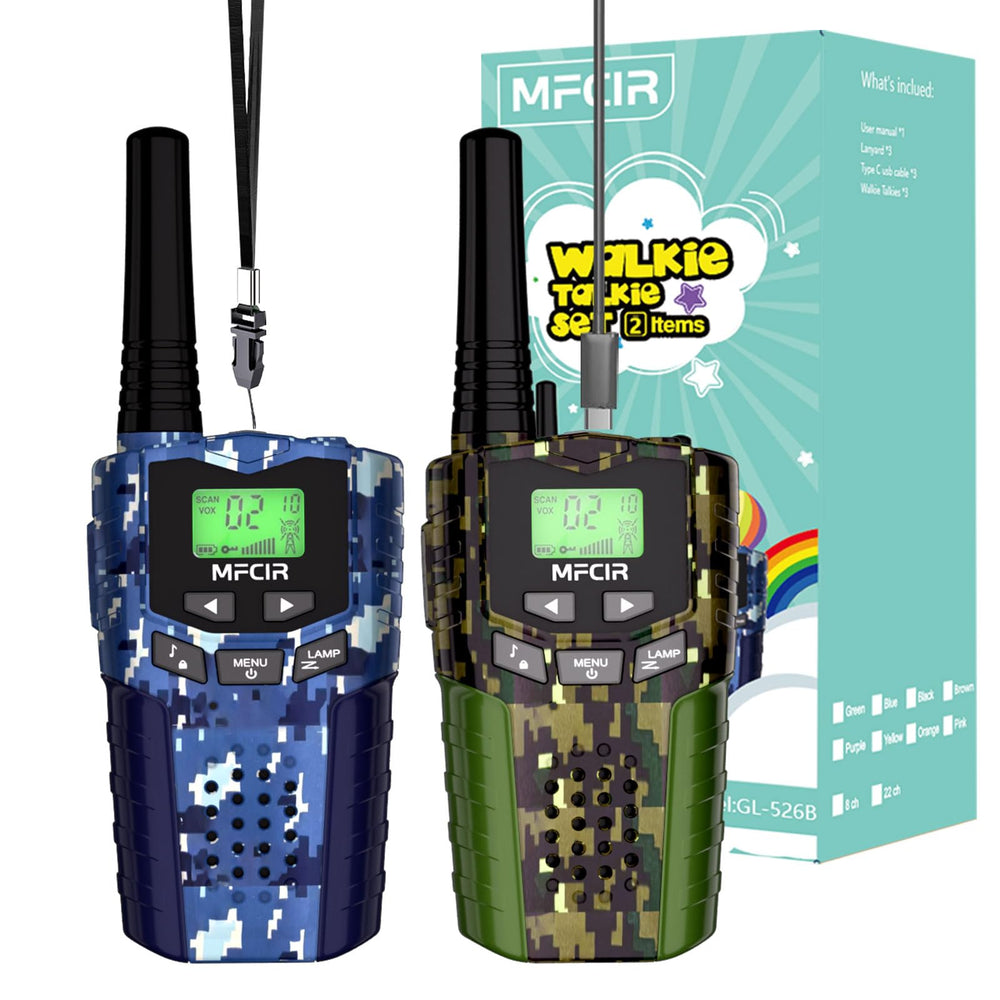Mfcir Walkie Talkie for kids, front view, easy-to-grip design for small hands