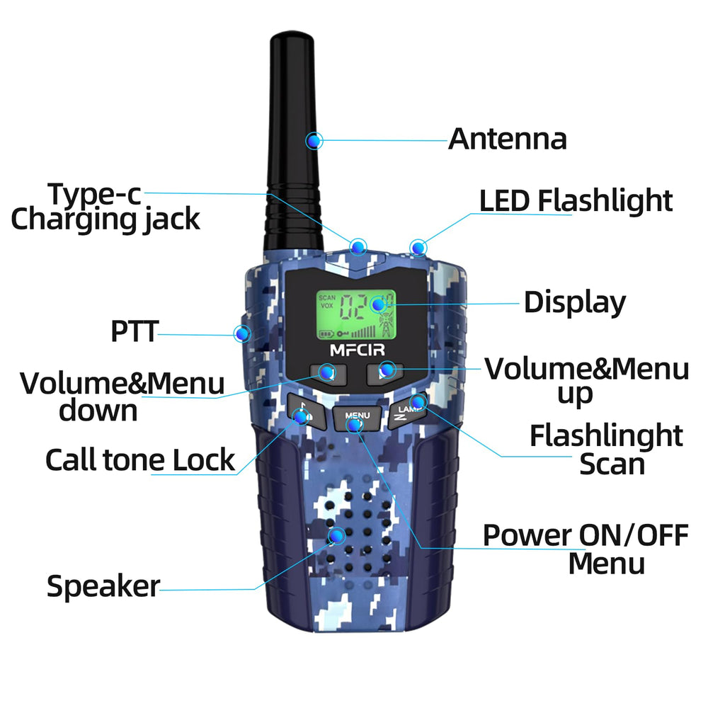 Mfcir Walkie Talkie offers VOX hands-free operation for easy chat