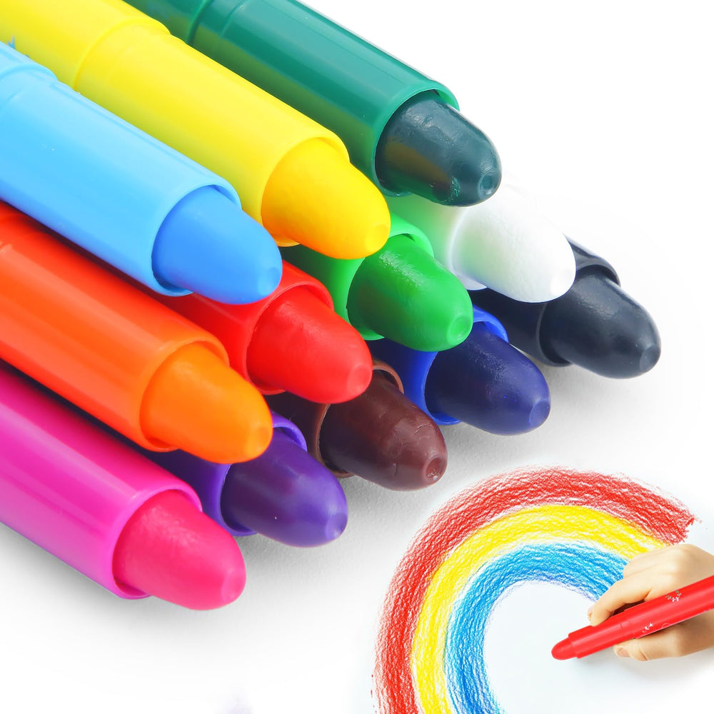 M&G 12 Colors Tempera Paint Sticks pack offers vibrant, mess-free art for kids.