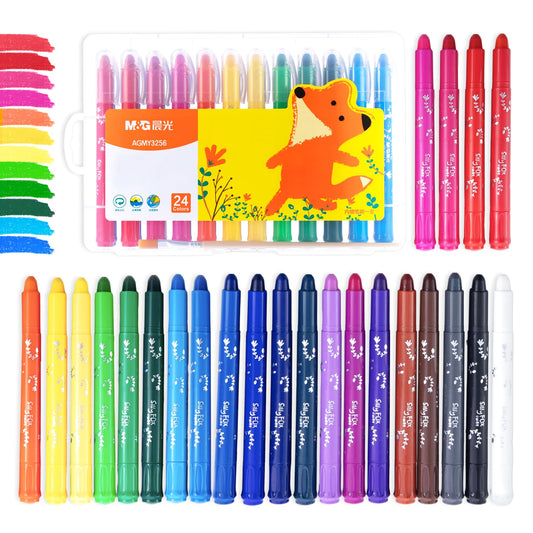 M&G Tempera Paint Sticks 24 colors, vibrant palette for paper projects