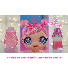 MGA Glitter Babyz Lila Wildboom hair—lavender locks for magical styling and play