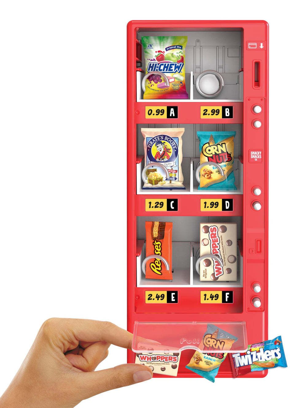 Left-side display shelves of MGA's Miniverse vending showing minis neatly organized for display