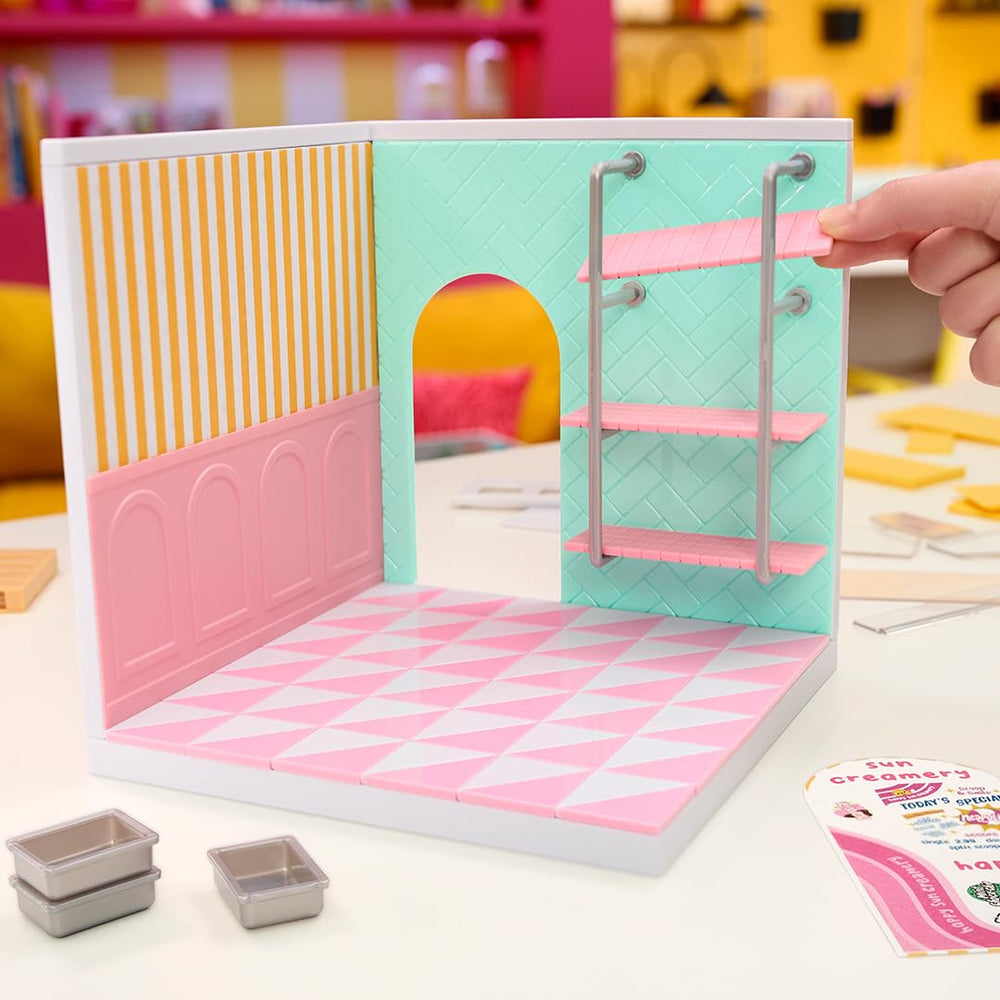MGA's Miniverse ice cream shop wallpaper design 2 adds versatile texture.