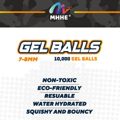 MHHE compatible gel balls work with standard blasters for easy replacement.