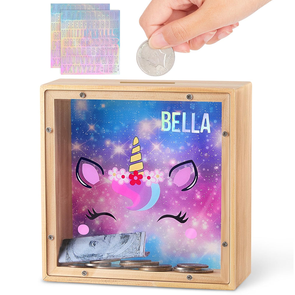 MHJY Dinosaur Piggy Bank in purple and blue for fun savings.