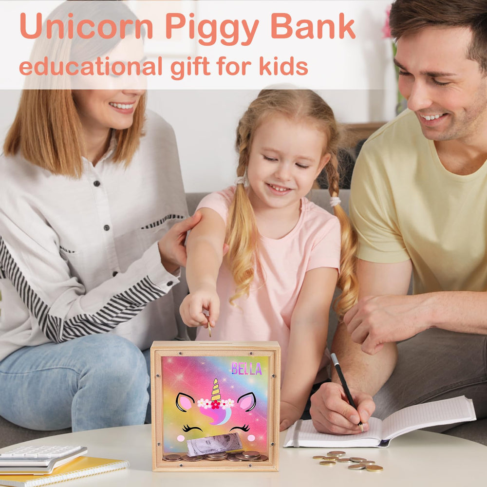 Two alphabet sticker sheets for customized piggy bank design