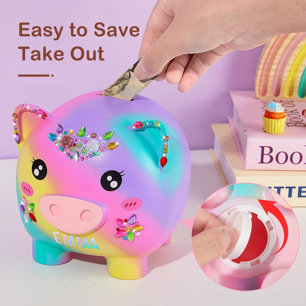 MHJY nursery decor piggy bank adds cute charm to a desk or shelf.