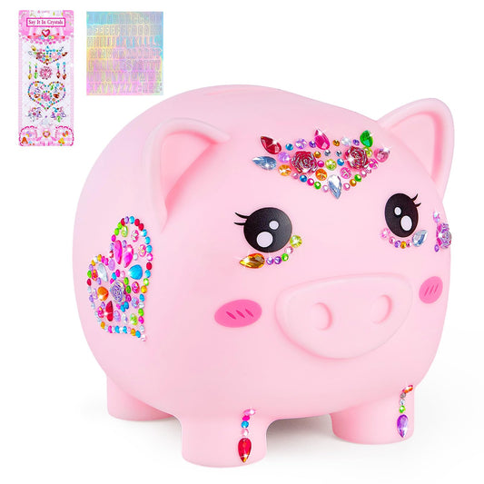 MHJY piggy bank girls with alphabet and rhinestone stickers for personalization
