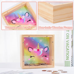 Colorful dinosaur pattern piggy bank doubles as room decor