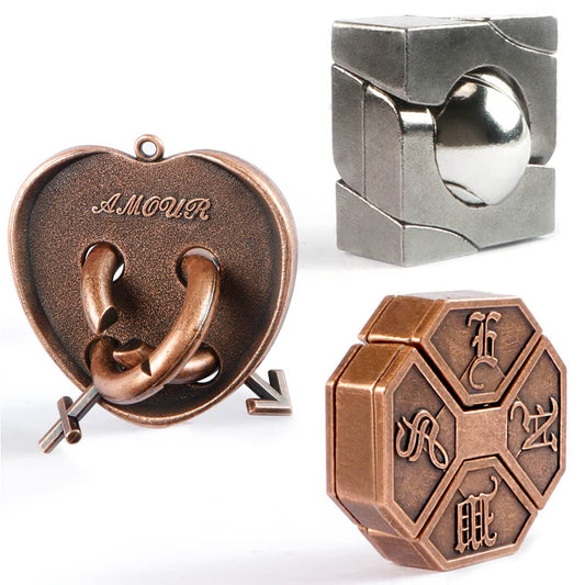 MHY large brain teaser puzzle metal ball assembly, ideal for challenging problem solving.