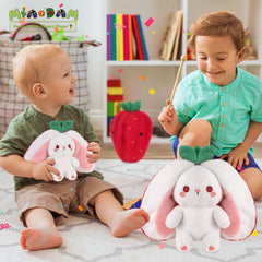MIAODAM Strawberry Bunny Plush is machine washable for easy care