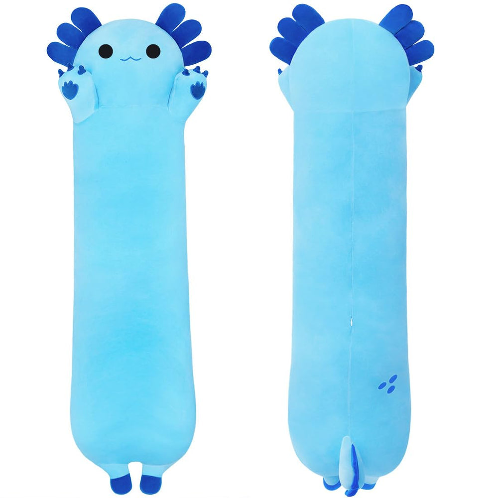MIAOHAHA plush axolotl pillow 110cm blue, perfect for hugging and full-body support.