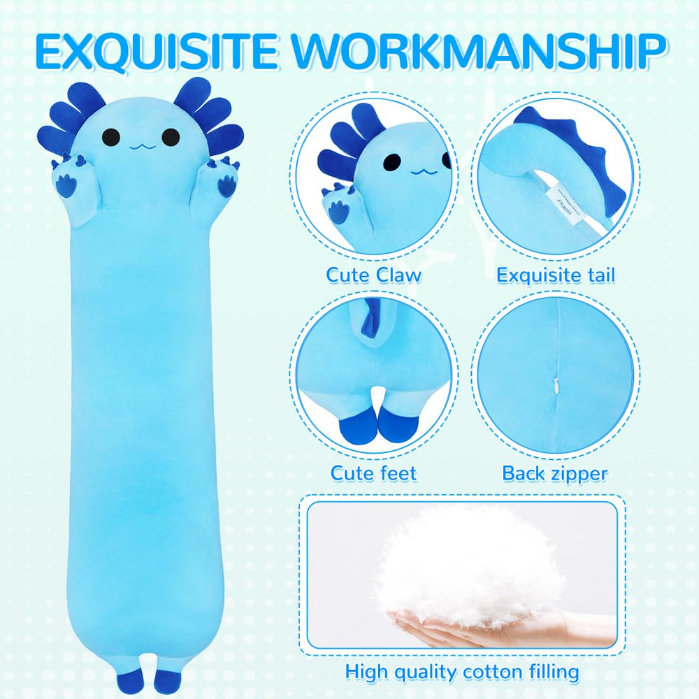 MIAOHAHA plush axolotl 50cm blue, compact friend for travel and naps.