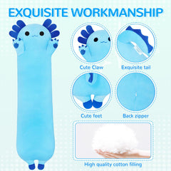 MIAOHAHA plush axolotl 50cm blue, compact friend for travel and naps.