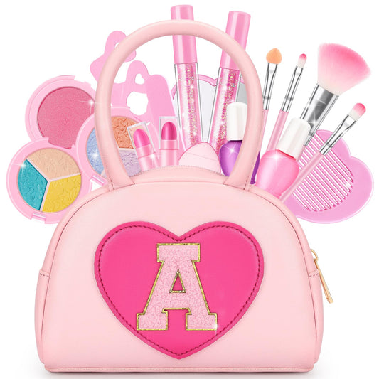 Mibasies kids makeup kit heart purse for imaginative play and easy cleanup.