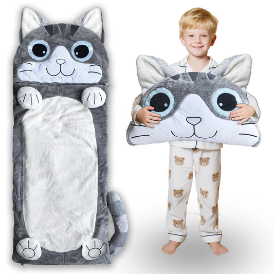 Micling Kid Sleeping Bag with plush cat nap-mat for cozy rest.