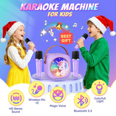 MicQutr karaoke machine features glowing LED lights for festive atmosphere.